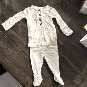 White Newborn 2 piece Lou Lou baby outfit; 1 extra top; onesie